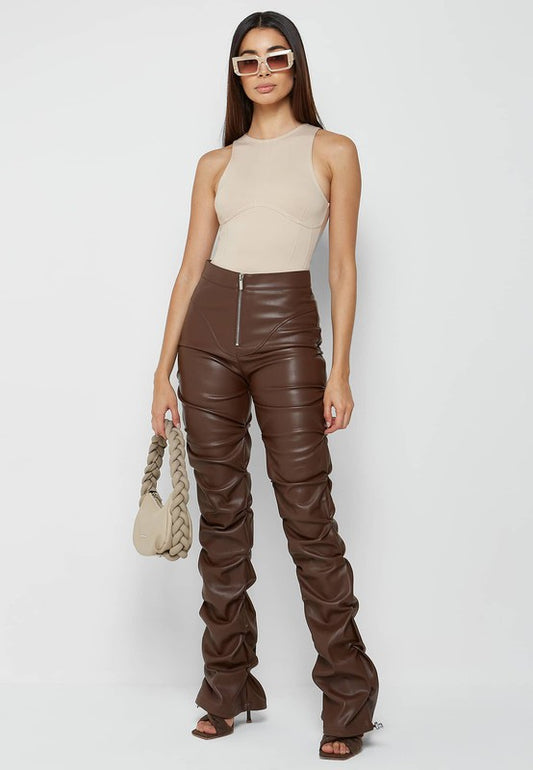 LEX LEATHER PANTS BROWN