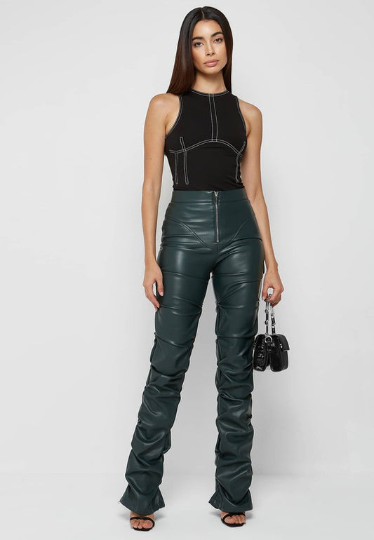 LEX LEATHER PANTS OLIVE